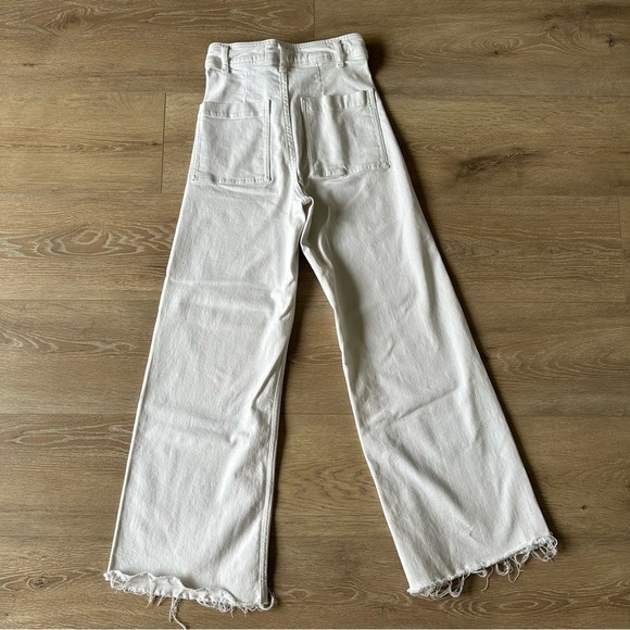 Zara The Marine Straight Wide Leg White High Waisted Jeans Sz 2 - Picture 5 of 11